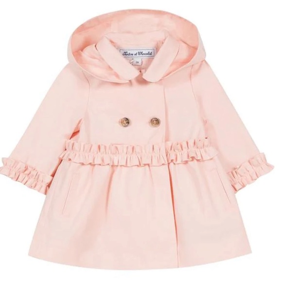 TARTINE et ChocolatPINK HOODED TRENCH COAT